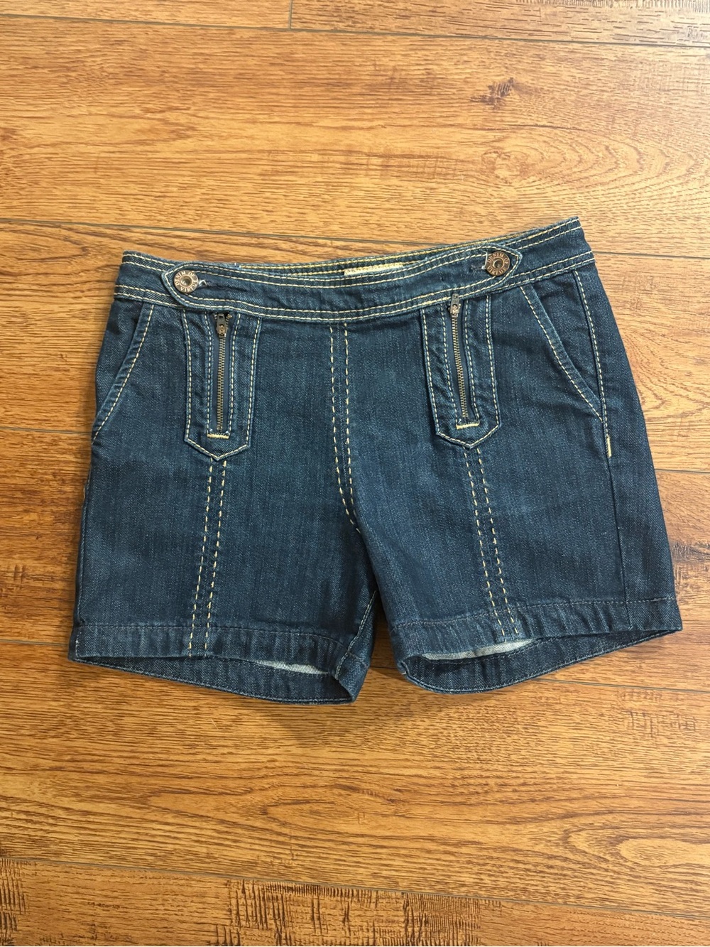 Y2K Denim of Virtue Dark Wash Denim Shorts Size 28 Double Zip